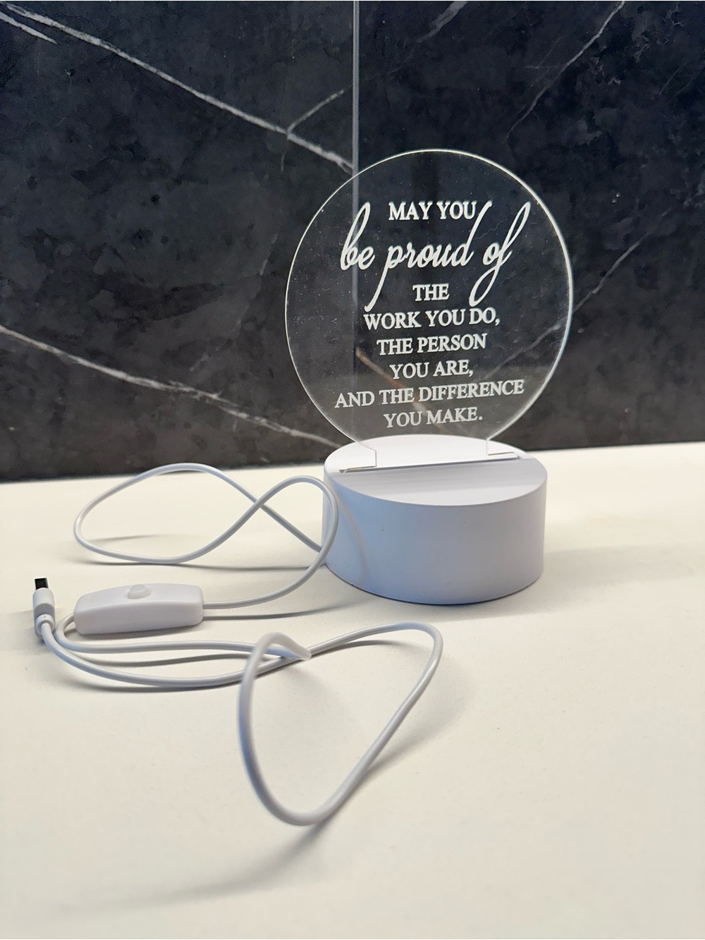 White LED Acrylic Inspirational Plaque